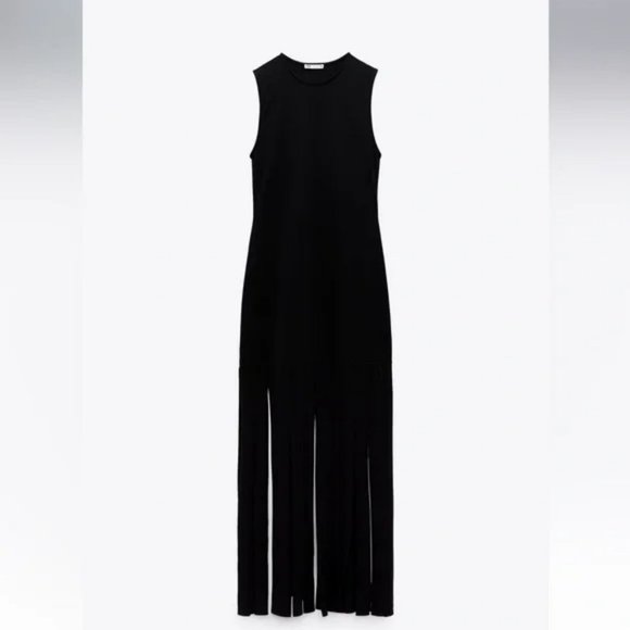 RARE ZARA LONG FRINGED DRESS - Picture 6 of 7